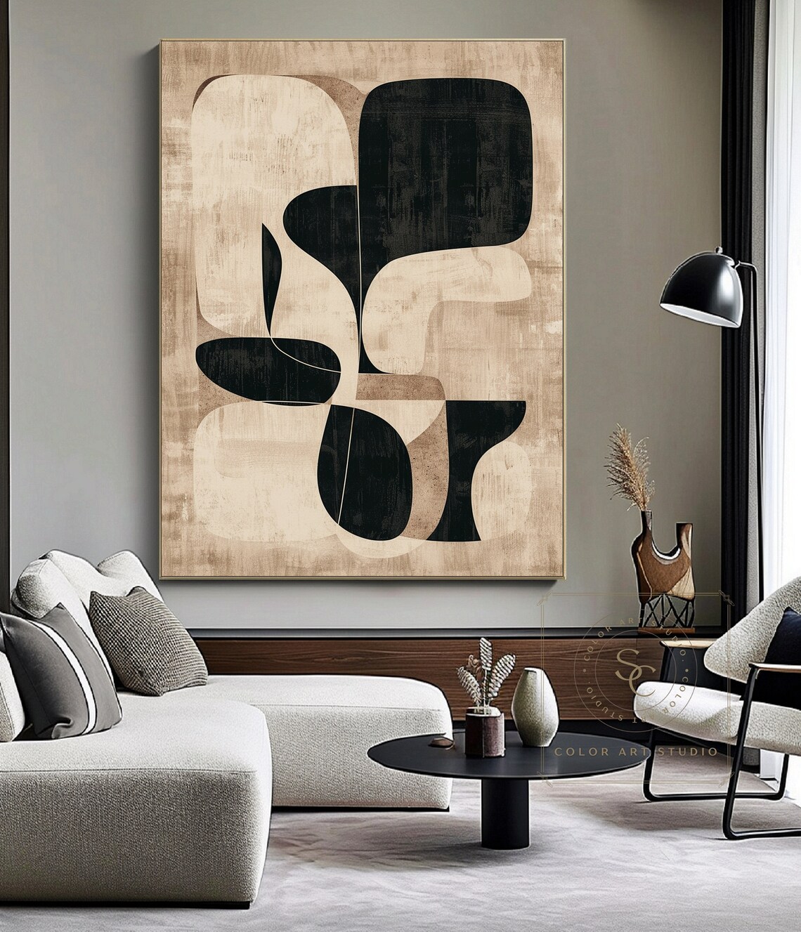 Large Beige Abstract Art Beige Minimalist Painting Beige Wall Art ...