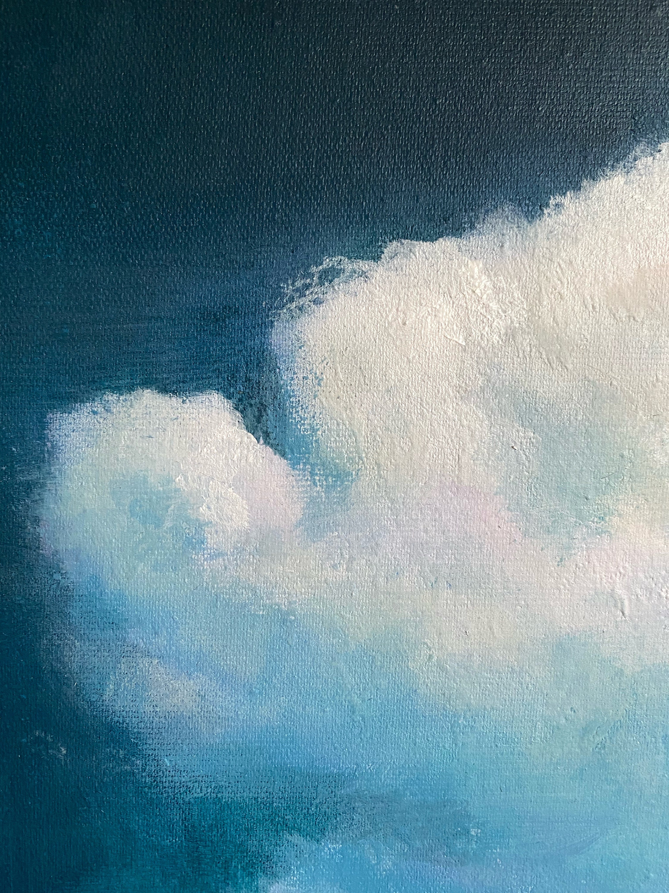 Blue Abstract Painting White Cloud Painting Blue Minimalist Wall Art ...