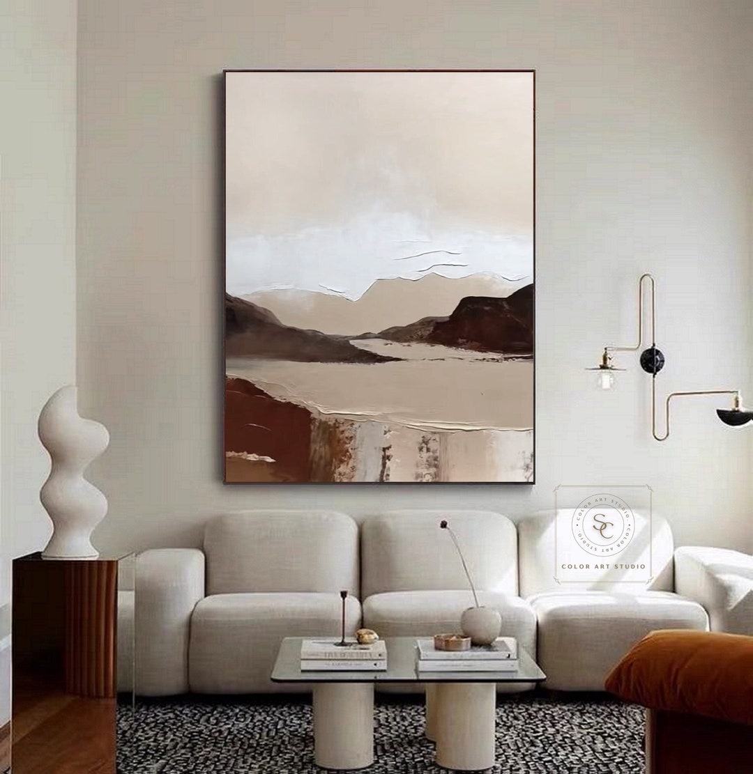 Large Beige Abstract Painting Brown Wall Painting Beige Textured Art ...