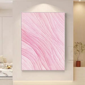 Art abstrait rose, peinture texturée rose, grande toile d'art mural rose, peinture minimaliste rose, art texturé 3D, peinture à l'huile rose originale, oeuvre d'art rose