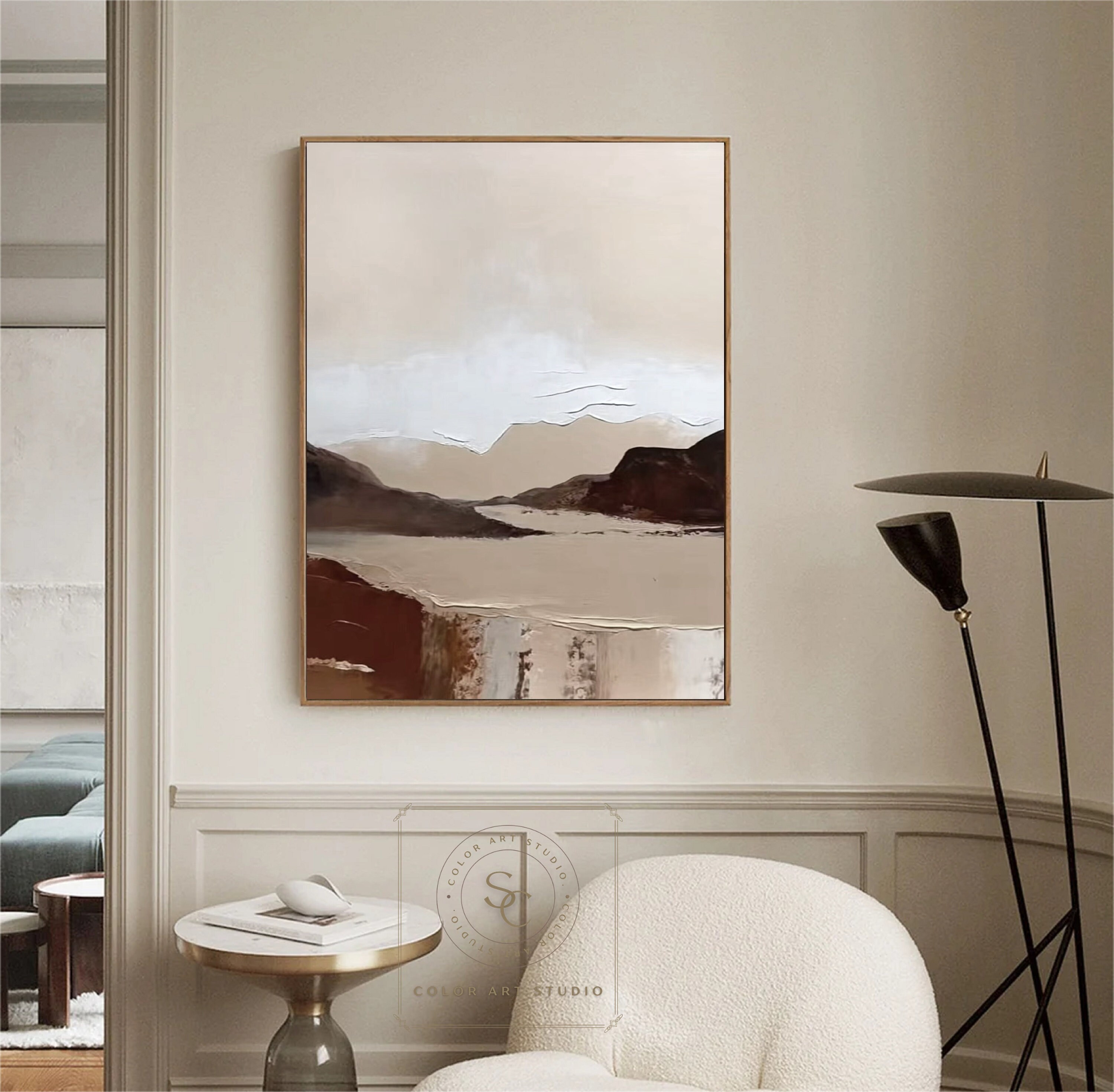 Large Beige Abstract Painting Brown Wall Painting Beige Textured Art ...