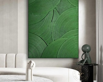 Green Minimalist Painting Large 3D Textured Art Green Boho Painting Green Abstract Painting Modern Textured Painting Original Green Wall Art