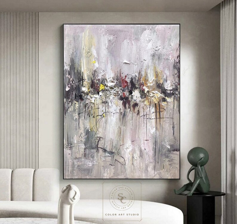 Large shops beige abstract painting purple minimalist art painting white texture abstract painting gray abstract painting modern canvas painting