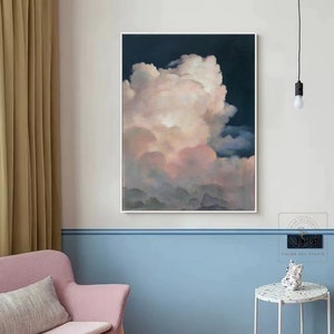 White Cloud Wall Art Large Cloudy Sky Painting Original Cloud - Etsy