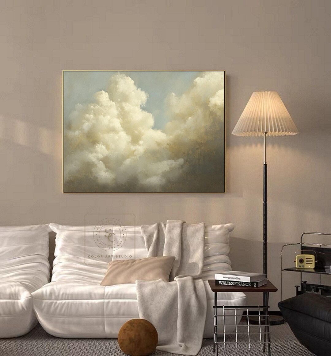 White Cloud Oil Painting Large Cloud Wall Art Original Cloudy Sky ...