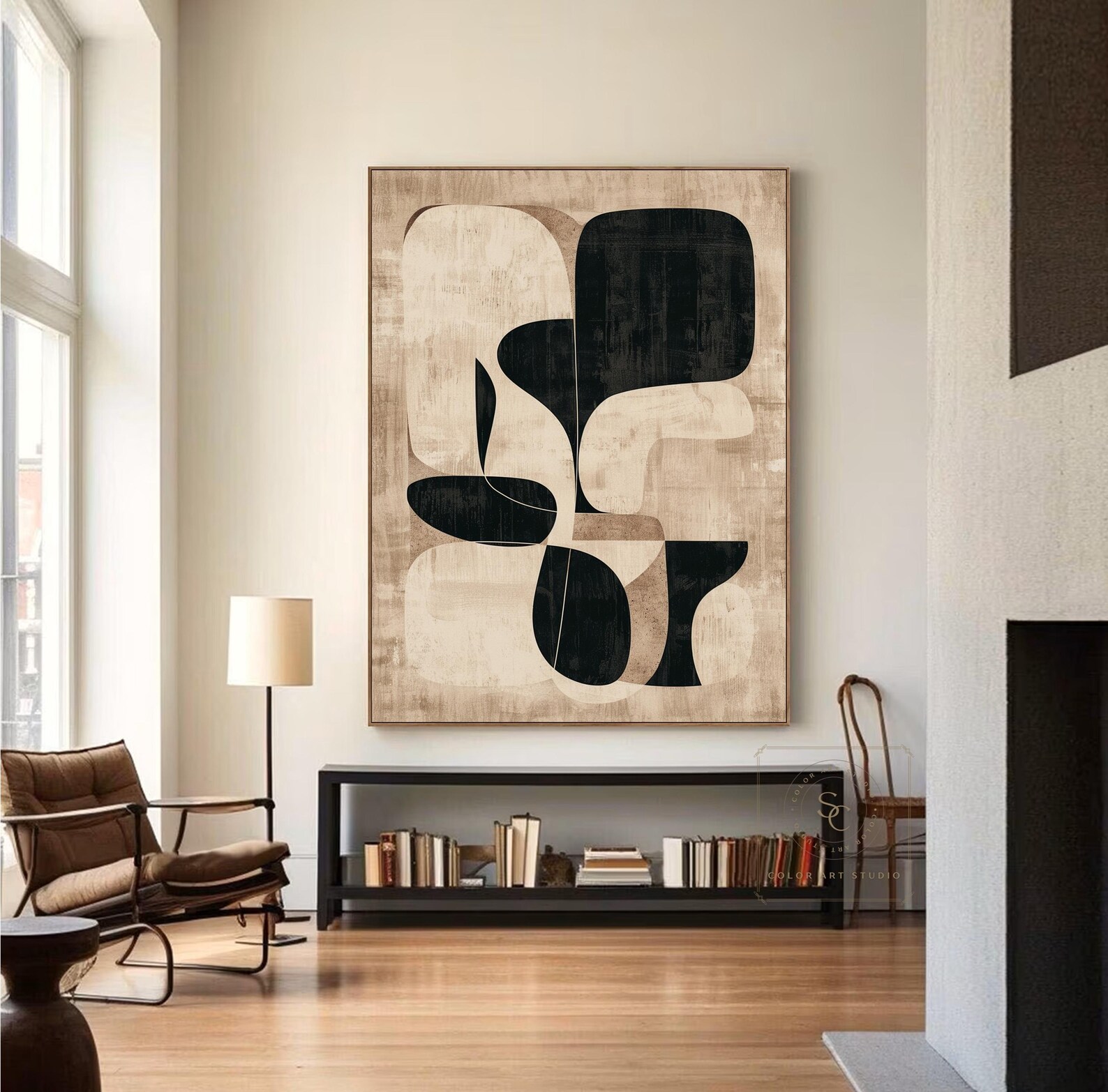 Large Beige Abstract Art Beige Minimalist Painting Beige Wall Art ...