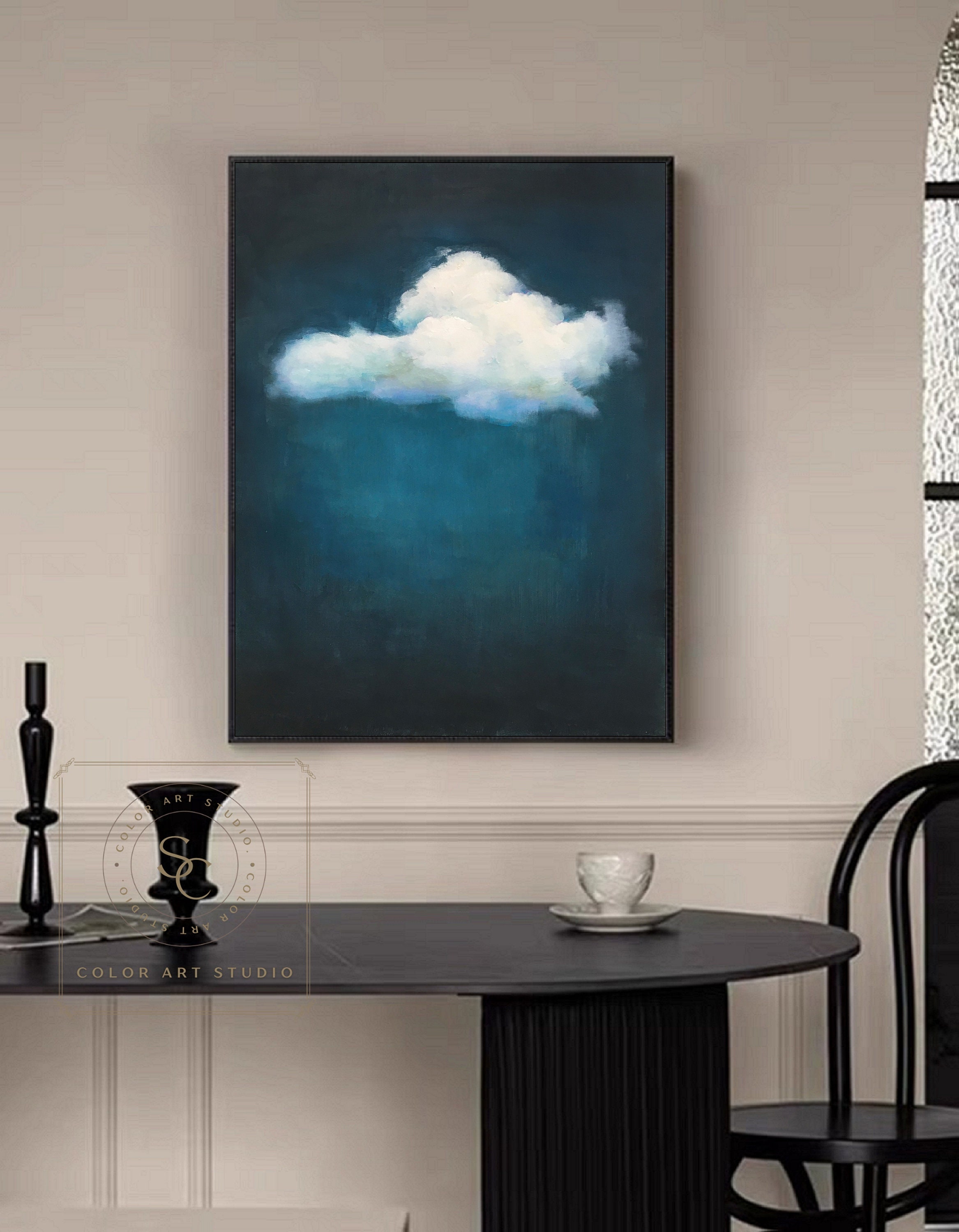 Large Blue Oil Painting Blue Abstract Painting on Canvas Original Cloud ...