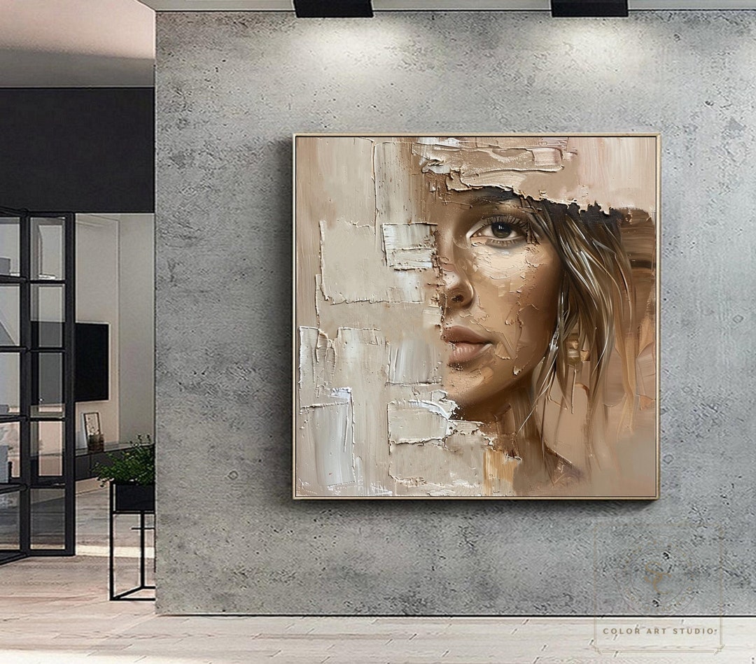 Figure Abstract Painting Woman Abstract Painting Woman Face Wall Art ...