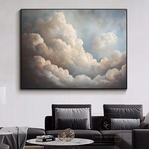 Large Cloud Abstract Painting Cloudy Sky Painting White Cloud Wall Art ...