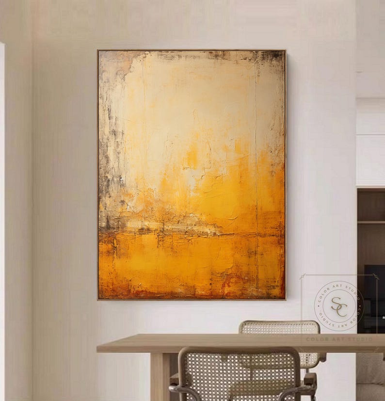 Large Minimalist Texture Painting Beige Wall Art Abstract Landscape ...