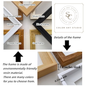 May include: Image showcasing various picture frame styles, including log wood, dark wood, silver, white, black, copper, and gold. The frames are made of environmentally friendly resin material. The frame is 1.5 inches thick and 0.3 inches wide.