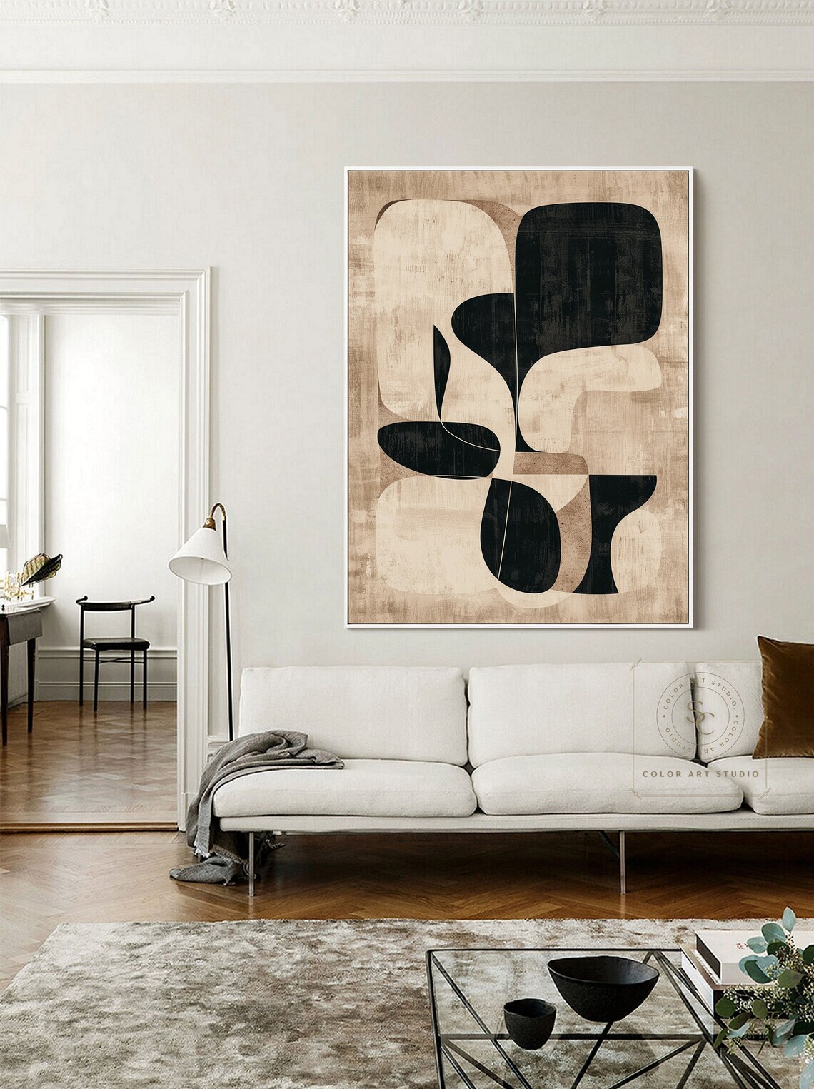 Large Beige Abstract Art Beige Minimalist Painting Beige Wall Art ...
