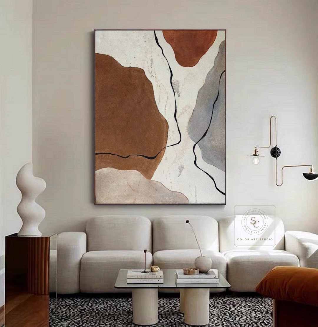 Large Brown Abstract Art Original Abstract Painting Wabisabi Wall Art