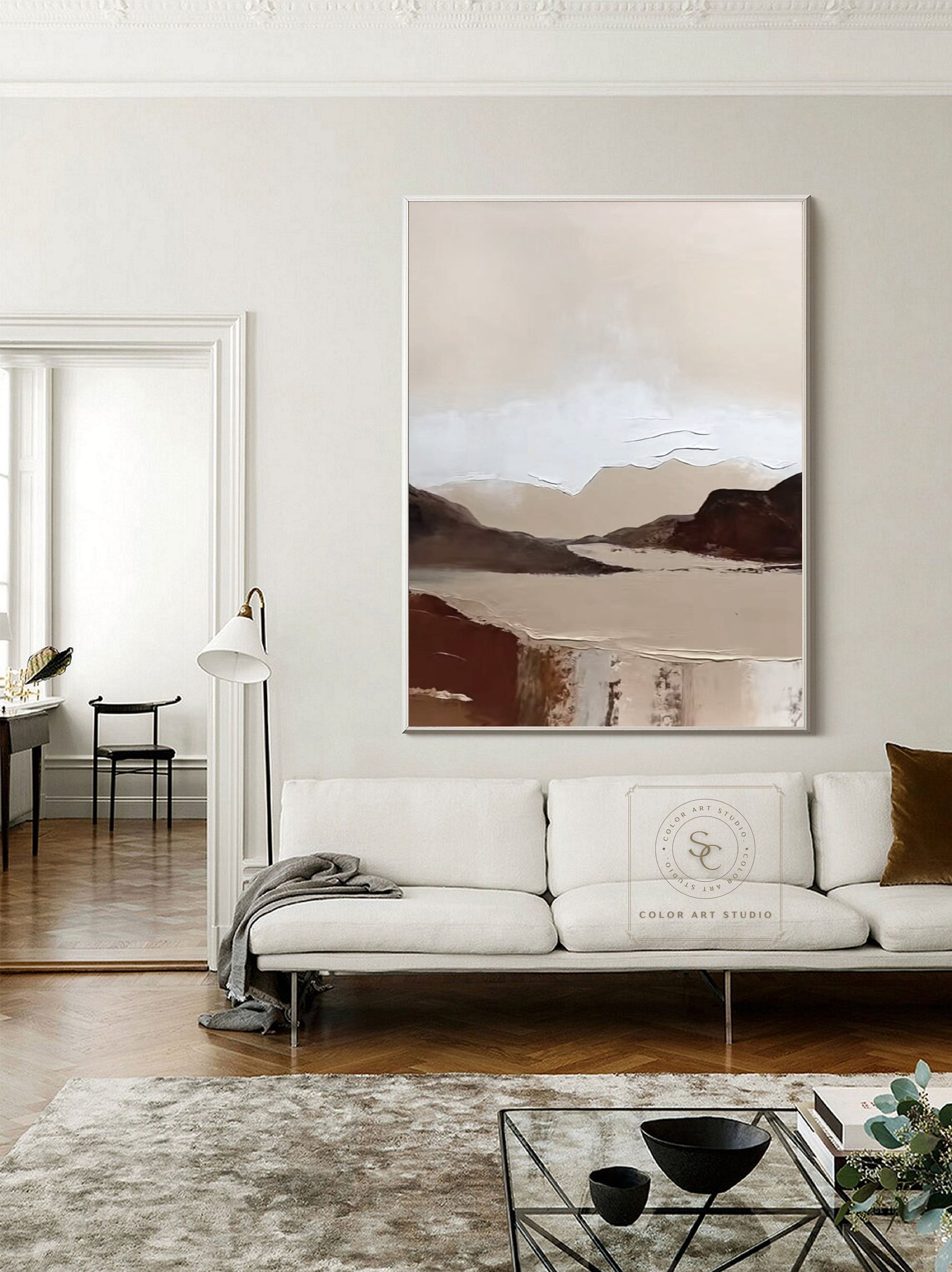 Large Beige Abstract Painting Brown Wall Painting Beige Textured Art ...