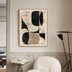 Large Boho Wall Art Beige Abstract Painting Minimalist Wall Painting ...