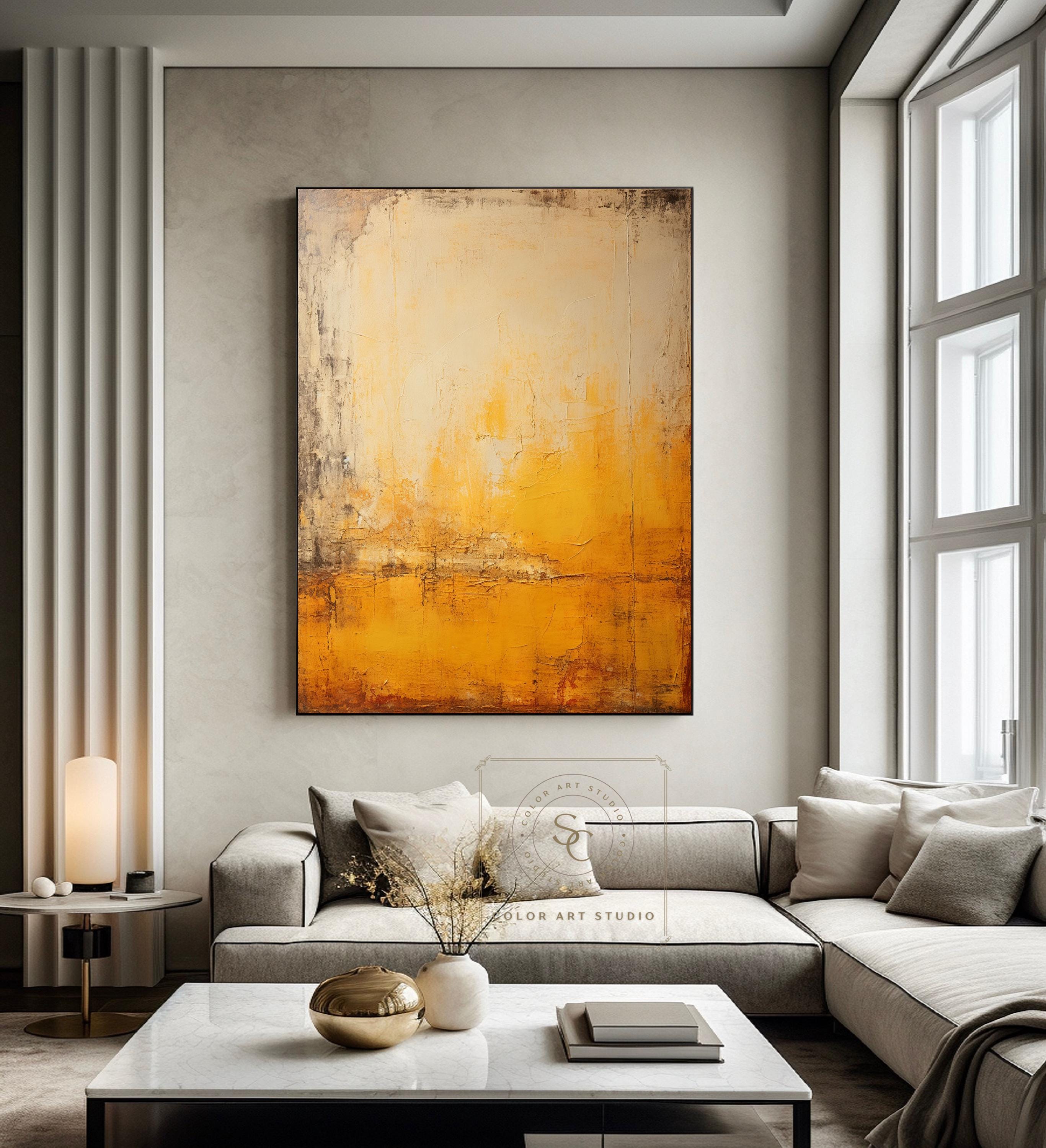 Large Minimalist Texture Painting Beige Wall Art Abstract Landscape ...
