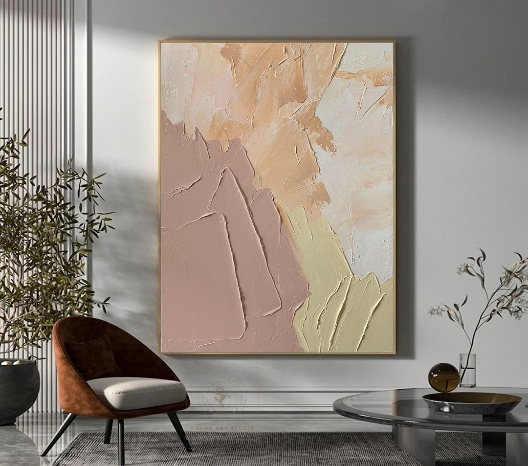 Large Beige Abstract Painting Neutral Color Painting Texture Etsy