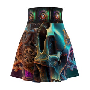 Steam punk Skull, Women&#39;s Skater Skirt (AOP)