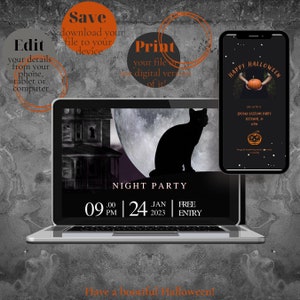 Invito digitale, Halloween, png di Halloween, disegni di Halloween, hocus pocus, PNG di zucca, Invito alla festa di Halloween, Invito modificabile