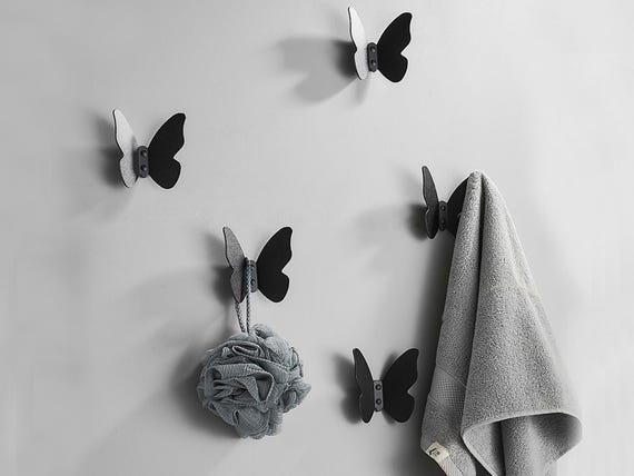 Ganci Decorativi Da Parete A Forma Di Farfalla – Set Da 7 Ganci Portachiavi E Portabiti In Metallo Per Soggiorno, Ingresso E Camera Da Letto