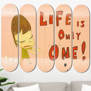 Set of 5pcs Life Is Only One Japanese Art Painting Skateboard Deck Wall Art, Wall Hanged Decoration, Aesthetic Wall Art for Home Decor