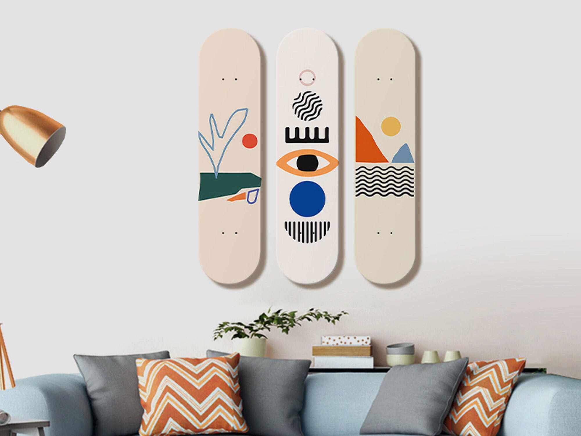 Minimalist Abstract Skateboard Wall Decor, Skate Deck Wall Art