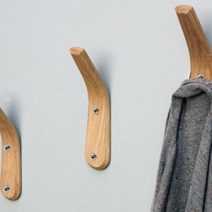 Set of 4pcs Minimalist Wall Hooks, Modern Coat Rack, Wooden Towel Hanger, Hooks for Wall, Wood Wall Storage, Decorative Clothes Hanger