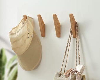 Set of 4pcs Coat Hooks, Decorative Wall Hooks, Modern Coat Rack, Wooden Towel Hanger, Hooks for Wall, Wood Wall Storage, Clothes Hanger