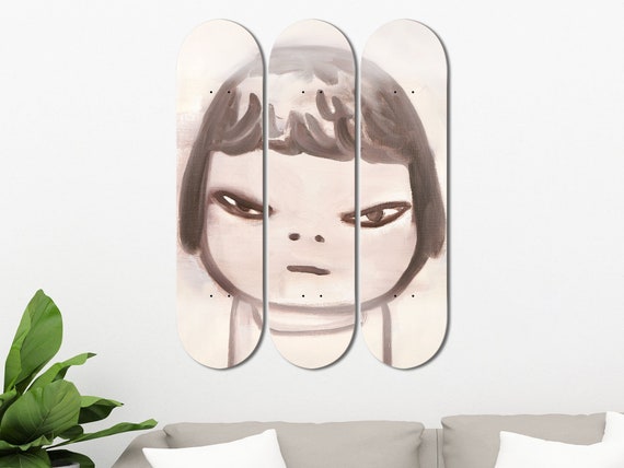 Set of 3pcs Yoshitomo Nara Art Painting Skate Deck Art, Pro-grade