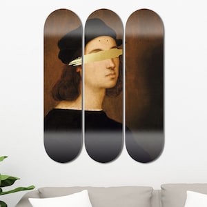 Set of 3pcs Mid-century Famous Figure Skateboard Wall Decor, Street Wall Art, Graffiti Art, Room Wall Art, Wall Decor Gifts for Home Decor