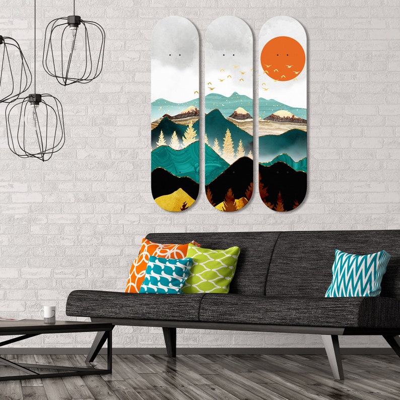 Set of 3 Skateboard Wall Decorations, Street Art, Graffiti Art, Teenage