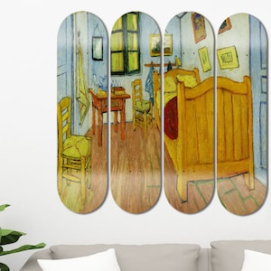 Set of 4pcs Van Gogh Art Painting Skateboard Deck Wall Art, Wall Hanged Decoration, Accent Gift, Aesthetic Wall Art for Men Cave Home Decor