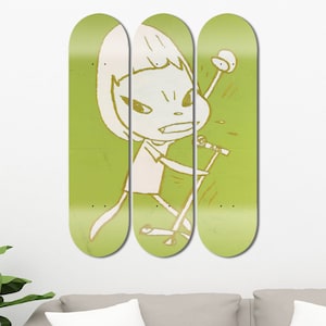 Set of 3pcs Japanese Art Painting Skateboard Deck Wall Art, Wall Hanged Decoration, Accent Gift, Aesthetic Wall Art for Men Cave Home Decor