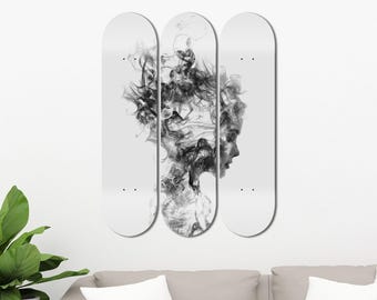 Set of 3pcs Nordic Abstract Girl Art Painting Skate Deck, Wall Hanged Decoration, Accent Gift, Aesthetic Wall Art for Men Cave Home Decor