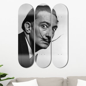 Set of 3pcs Salvador Figure Art Painting Skateboard Deck, Wall Hanged Decoration, Accent Gift, Aesthetic Wall Art for Men Cave Home Decor