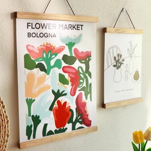 Wooden Magnetic Poster Hanger for Art Print, Calendar Hanger, Tea Towel Hanger, Wall Hanging, Wooden Poster Hanger, Boho Wood Picture Hanger