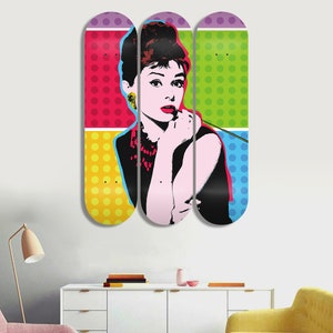 Set of 3pcs Andy Warhol Figure Skateboard Deck Wall Art, Wall Hanged Room Decoration, Accent Gift, Aesthetic Wall Art for Men Cave Decor