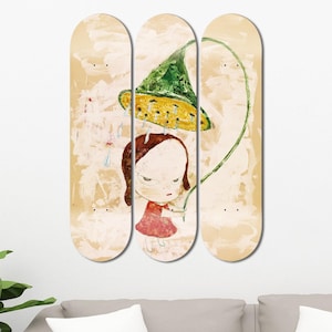 Set of 3pcs 1995 It&#39;s Rain Skateboard Deck Wall Art, Wall Hanged Decoration, Accent Gift, Aesthetic Wall Art for Men Cave Home Decor