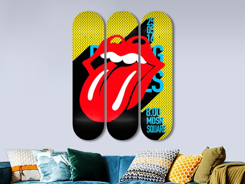 Set of 3 Skateboard Art, Skateboard Wall Art, Pop Art Wall Art, Bedroom