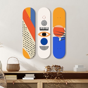 Minimalistisches abstraktes Skateboard Wand-Dekor, Skate-Deck-Wand-Kunst, bunte geometrische Kunst, Raum-Wand-Kunst, Wand-Dekor-Geschenke für Wohnkultur