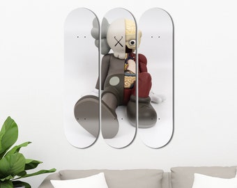 Set of 3pcs Kaws Skateboard Art, Wall Decor, Art Pop Art - Pro-Grade Maple Skateboards - Home Decor - Office Decor, Gift for Her