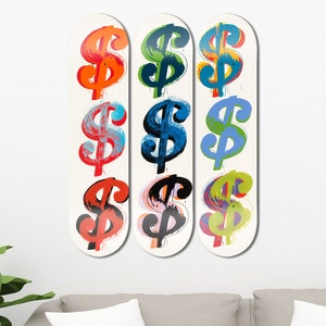 Set of 3pcs Modern Pop Art Skateboard Wall Decor, Street Wall Art, Graffiti Art, Room Wall Art, Dollar Bill Wall Decor Gifts for Home Decor