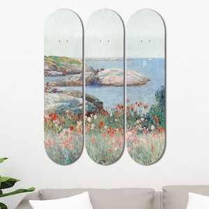 Set of 3pcs Oil Painting Isles of Shoals Skateboard Deck Wall Art, Wood Wall Art, Accent Gift, Aesthetic Wall Art for Living Room Home Decor