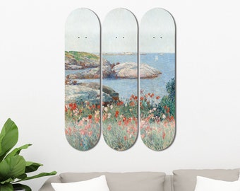 Set of 3pcs Oil Painting Isles of Shoals Skateboard Deck Wall Art, Wood Wall Art, Accent Gift, Aesthetic Wall Art for Living Room Home Decor