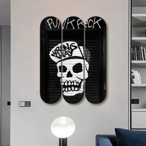 3er Set Punk Rock Skateboard Kunst, Wanddekor, ästhetische Wandkunst - Profi-Ahorn Skateboards - Wohnkultur - Bürodekor, Geschenk für Sie