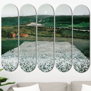 Set of 5pcs North Meadow Landscape Skateboard Deck Wall Art, Wall Hanged Decoration, Accent Gift, Aesthetic Wall Art for Home Decor