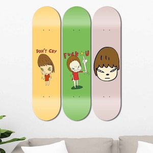 Set of 3pcs Japanese Art Painting Skateboard Deck Wall Art, Wall Hanged Decoration, Accent Gift, Aesthetic Wall Art for Men Cave Home Decor