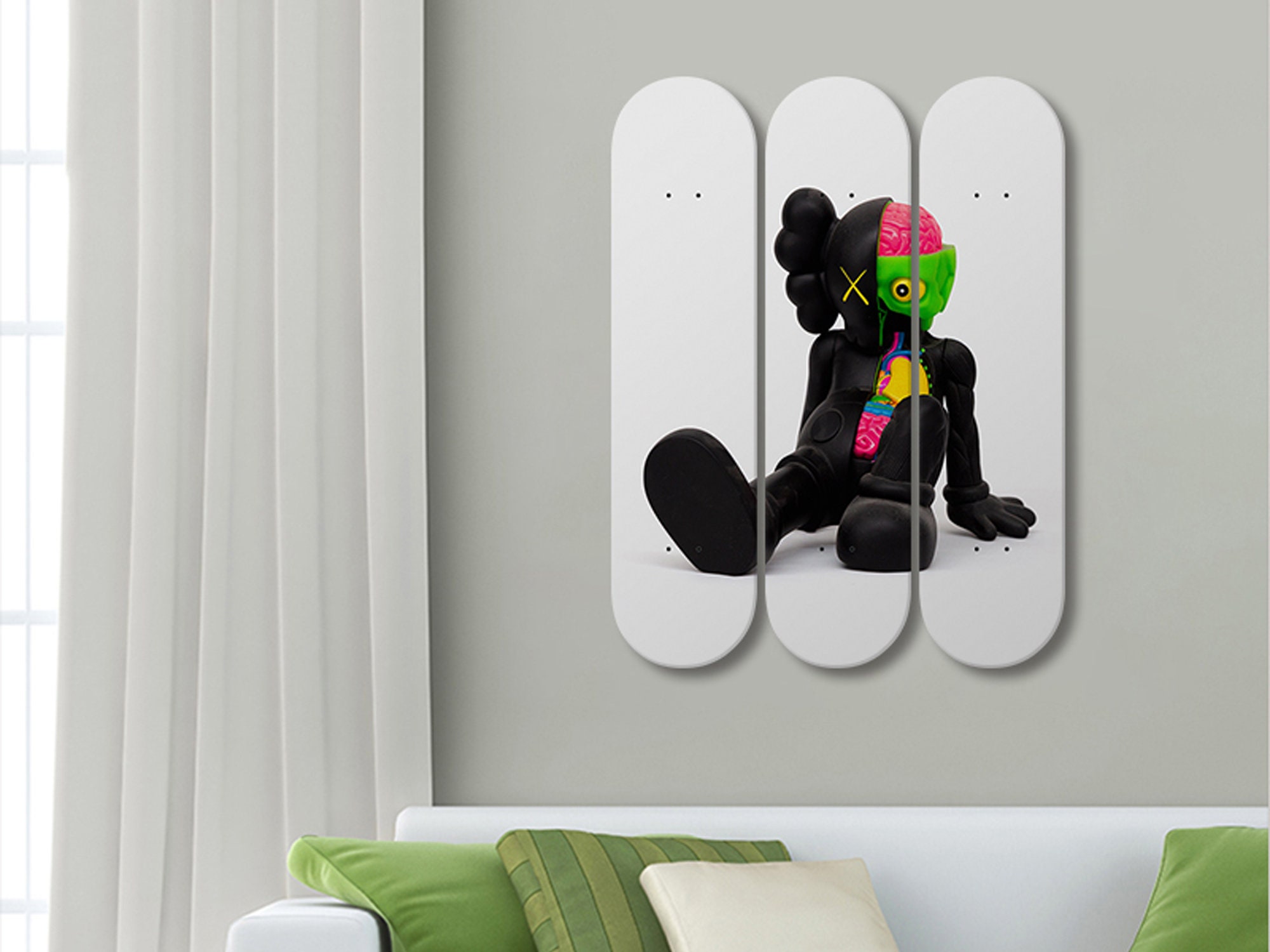 Wall Art of Limited Edition Kaws Skateboard Design in Acrylic Glass 