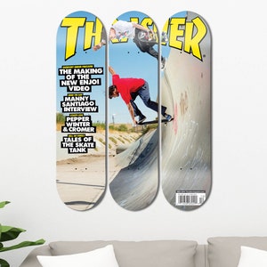Set of 3pcs Thrasher New York City Magazine Cover Skateboard Deck Wall Art, Accent Gift, Aesthetic Wall Art for Men Cave Home Decor