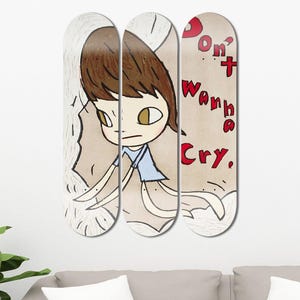 3er-Set Don&#39;t Wanna Cry Kunstmalerei Skate Deck Art, Pro-Grade Maple Skateboards, Pop Art, ästhetische Wandkunst für Männer Höhle Wohnkultur